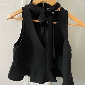 Black front tie top